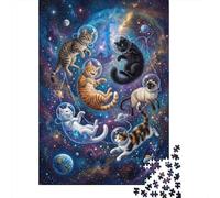 Plaque Métallique Rétro 38x26cm/1000pcs avec Cats in Space Adventure pour Le Coin Bar, Présent À Offrir À Noël Aux Amateurs De Décoration De Bar