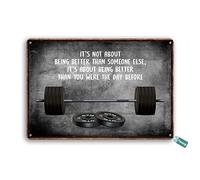 Plaque métallique rétro avec citation motivante « It's About Being Better Than Someone Else », décoration murale, citation inspirante, fitness, gym, art, décoration d'intérieur, cadeaux, 20 x 30 cm