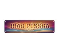 Plaque métallique rétro de voyage Brésil Joao Pessoa