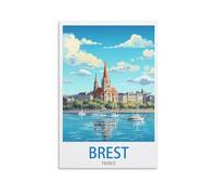 Plaque métallique rétro en aluminium Brest Frances, décoration murale pour maison, cuisine, bar, pub, ferme, garage, affiche vintage rétro, 20 x 30 cm
