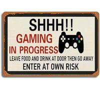 Plaque métallique rétro gaming, panneau de porte, décoration de chambre, plaque humoristique « Ne dérangez pas », décoration de salle de jeux, avis « Laissez de la nourriture et des boissons », entré