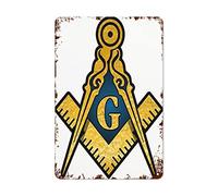 Plaque Métallique Série Maçonnique Équerre De Compas Franc-Maçon Plaque en Métal The Classics Poster Métallique pour Club Garden House 20X30cm