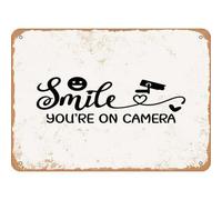 Plaque Métallique Souriez, Vous êtes Devant la caméra,Signe de Métal,Café,Parc,Metal Sign Plaque,Décoration Murale S