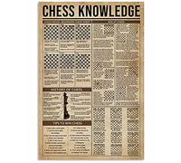 Plaque métallique sur le thème des échecs - Décoration murale rétro pour club d'échecs et affiche guide d'étude pour débutants - Plaque en métal 30 x 40 cm (12 x 16 pouces) pour la maison ou la cha