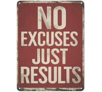 Plaque métallique « Système de sport » : pas d'excuses, juste des résultats, citations inspirantes, art mural, motivation, vintage, fitness, pour la maison, le garage, 20 x 30 cm