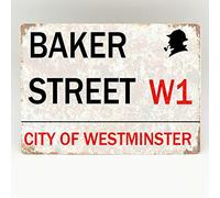 Plaque métallique TNND Baker Street Londres vintage rétro Sherlock Holmes 221B 20,3 x 30,5 cm