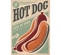 Plaque métallique TNND Hot Dog américain Diner Plaque rétro en métal 20,3 x 30,5 cm