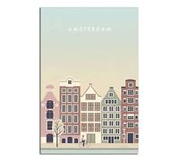 Plaque métallique vintage Amsterdam Pays-Bas, style rétro, personnalisable, pour mur, extérieur, intérieur, rue, bureau, 20 x 30 cm