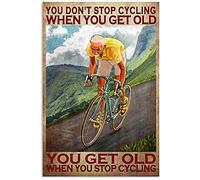 Plaque métallique vintage « Don't Stop Cycling » Affiche vintage hippie Décoration murale rétro pour bar club de musique garage aménagé etc. 20x30cm