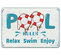 Plaque métallique Vintage en Fer pour décoration de Piscine, règles de Piscine, détente, Natation, 30 x 20 cm, décoration Murale pour Maison, Cuisine, Plage, Bord de mer, Piscine, clôture