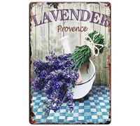 Plaque métallique vintage en métal Motif fleur lavande