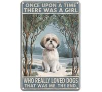 Plaque métallique vintage pour amoureux des chiens « Il était une fois une fille qui aimait les chiens », décoration murale pour salon, maison de campagne ou chambre à thème animalier, 20 x 30 cm