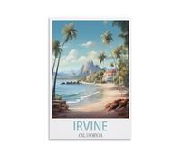 Plaque métallique vintage pour café à Irvine, Californie. Affiche vintage, décoration murale rustique pour la maison, la cuisine et les voyages (30 x 40 cm).