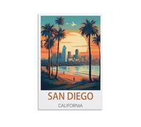 Plaque métallique vintage pour café, San Diego, Californie. Affiche vintage, décoration murale rustique pour la maison, la cuisine et les voyages (15 x 30 cm).