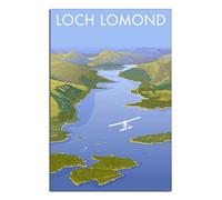 Plaque métallique vintage représentant un avion écossais du Loch Lomond, lac d'eau douce, style vintage, plaque métallique rétro, personnalisée, pour mur, extérieur, intérieur, rue, bureau, 30 x 30 cm