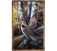 Plaque métallique vintage représentant un tétras lyre et un oiseau au romarin, style rétro, pour la maison, le bureau, la salle de bain, le bar, le club, le café ou un repaire d'hommes (20 x 30 cm).