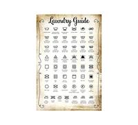 Plaque métallique vintage rustique « Guide des procédures de lessive » - Affiche avec les symboles de lavage - Décoration murale rétro - pour la maison, la cuisine, le bureau, un club, un bar ou une