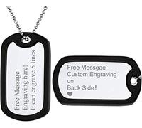 Plaque Militaire Personnalisable Collier Homme Prénom Personnalisé Argent Gravure Acier Inoxydable Chaine Spiga Médaille Femme Pendentif Chien Tag Argenté Bijoux Cadeau Grâce Noël Mariage Valentin