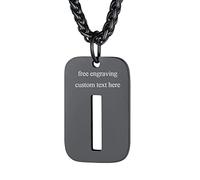 Plaque Militaire Personnalisable Pendentif Identi Femme Argent Collier Homme Lettre Initial Prénom Gravure Personnalisé Acier Inoxydable Chaine I Noir Bijoux Cadeau Noël Fêtes des Mères Pères