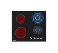 BELDEKO Plaque de cuisson mixte gaz et vitrocéramique 4 foyers - Double couronne - 8200 W - Manettes