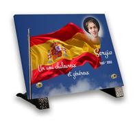 Plaque mortuaire personnalisable Thème Espagne - Altuglas (Petit Rectangle (21x15 CM) / (Grand Rectangle (30 * 20cm)) - 100% Personnalisable avec Photo et Texte - Produits Funéraires