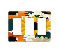 Plaque murale à 3 interrupteurs en forme de tournesol lumineux jaune et orange pour décoration d'intérieur, thermoplastique, taille standard