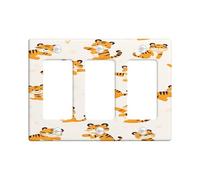 Plaque murale à 3 interrupteurs en thermoplastique pour décoration de chambre d'enfant, motif tigre ludique, motif animal orange