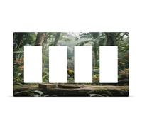 Plaque murale à 4 interrupteurs en thermoplastique pour décoration de maison Motif perroquet dans la forêt tropicale 21 x 12 cm