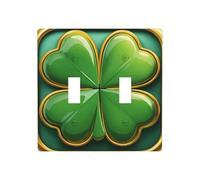 Plaque murale à bascule avec cadre doré en forme de trèfle vert - Taille standard - 11,4 x 11,4 cm