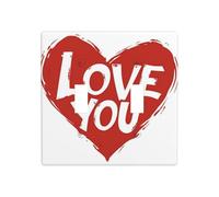 Plaque murale à bascule avec cœur rouge « Love You » pour la Saint Valentin - Taille standard - 11,4 x 11,4 cm