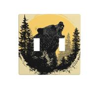 Plaque murale à bascule avec motif ours qui grogne dans les bois - Taille standard - 11,4 x 11,4 cm