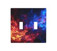 Plaque murale à bascule double avec flammes rouges et bleues - Taille standard - 11,4 x 11,4 cm