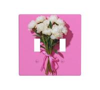 Plaque murale à bascule double avec pivoines blanches, taille standard - 11,4 x 11,4 cm