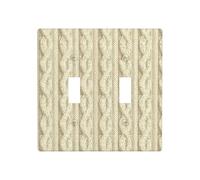 Plaque murale à bascule double avec texture au crochet Blanc crème Taille standard 11,4 x 11,4 cm