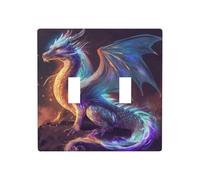 Plaque murale à bascule double motif dragon luminescent - Taille standard - 11,4 x 11,4 cm