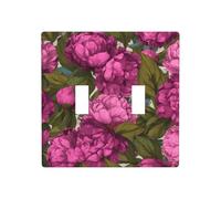 Plaque murale à bascule double motif pivoines roses - Taille standard - 11,4 x 11,4 cm