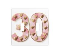 Plaque murale à bascule en forme de chiffre 30 pouces - Or rose vieilli - Double bande - Plaque murale - Taille standard - 11,4 x 11,4 cm