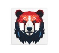 Plaque murale à bascule minimaliste abstraite avec motif ours - 11,4 x 11,4 cm