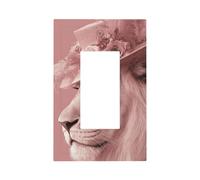 Plaque murale à bascule pour interrupteur - Lion rose portant un chapeau élégant - Décoration pour la maison, la cuisine, la salle de bain