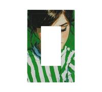 Plaque murale à bascule pour interrupteur mural à rayures vertes et blanches pour décoration de maison, cuisine, salle de bain