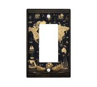 Plaque murale à bascule simple avec carte au trésor nautique, carte du monde, itinéraires de navire, plaque frontale électrique pour chambre à coucher, salle de bain, esthétique, cool et de taille