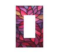 Plaque murale à bascule simple effet vitrail - Motif floral magenta - Décoration pour la maison, la cuisine, la salle de bain