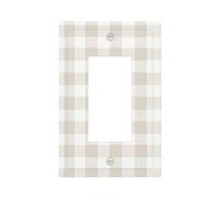 Plaque murale à bascule simple pour interrupteur à motif damier beige et blanc - 1 gang - Décoration pour la maison, la cuisine, la salle de bain