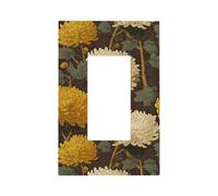 Plaque murale à bascule simple pour interrupteur - Chrysanthèmes en beige pâle, jaune pâle - Décoration pour la maison, la cuisine, la salle de bain