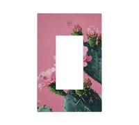 Plaque murale à bascule simple pour interrupteur Motif cactus avec fleurs roses 1 gang Décoration pour la maison, la cuisine, la salle de bain