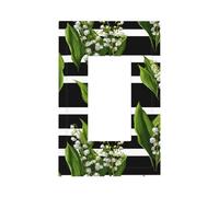 Plaque murale à bascule simple pour interrupteur Motif fleurs de vallée et feuilles vertes Décoration pour la maison, la cuisine, la salle de bain