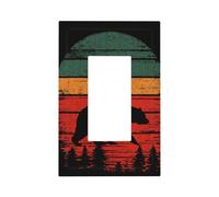 Plaque murale à bascule simple pour interrupteur Motif ours coucher de soleil 1 gang Décoration de prise de courant pour la maison, la cuisine, la salle de bain