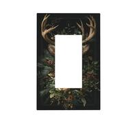 Plaque murale à bascule unique avec motif cerf avec feuilles de houx et baies pour décoration de maison, cuisine, salle de bain