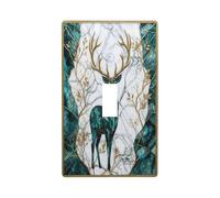 Plaque murale à bascule unique en marbre mosaïque de cerf - Panneau décoratif - Convient pour salle de bain, cuisine, salon, chambre à coucher