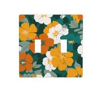 Plaque murale à double interrupteur à bascule Motif floral Blanc/jaune/marron Taille standard 11,4 x 11,4 cm